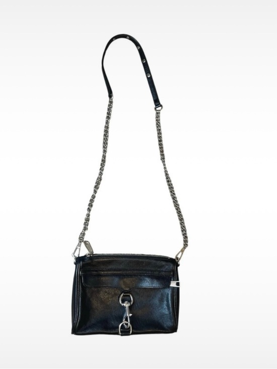 Rebecca Minkoff Handbags - Rebecca Minkoff Black Leather Crossbody with Silver Chain Detail